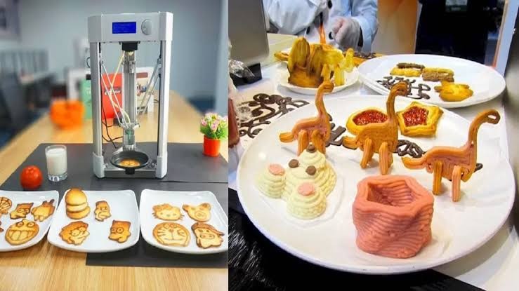 How is 3D printing used in food preparation?